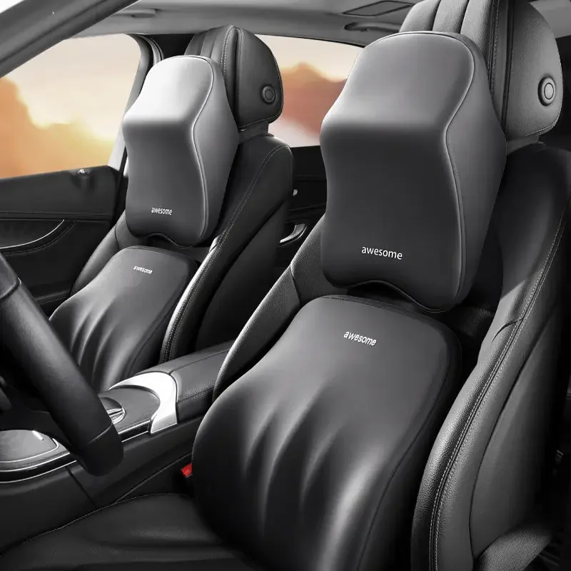 Memory Foam Car Neck Pillow Lumbar Support - 新しい車の腰椎バックサポートヘッドレストネックピロー低反発腰枕ソフトネックピロークッションカーシートクッション Worldmuma