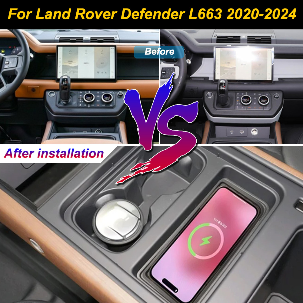 Wireless Car Charger Mount Fast Charging - ランドローバー レンジローバー ディフェンダー 2020-2024 車用 ワイヤレス携帯電話充電器