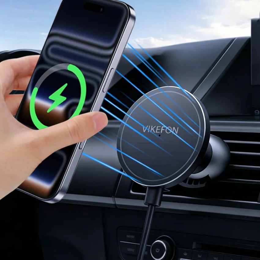 Magnetic Phone Holder For Car Vent - 車用ワイヤレス充電器磁気電話ホルダーエアベントクリップマウント安定したブラケット強力なマグネットタイプCスマートフォン車内用