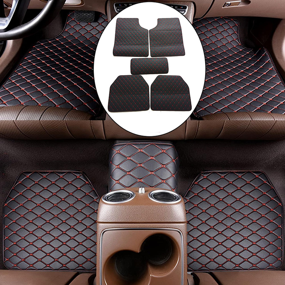 Car Floor Mats Universal Waterproof Leather - 防水レザーカーフロアマット,ユニバーサル,カーインテリアアクセサリー,PVC,5個/セット