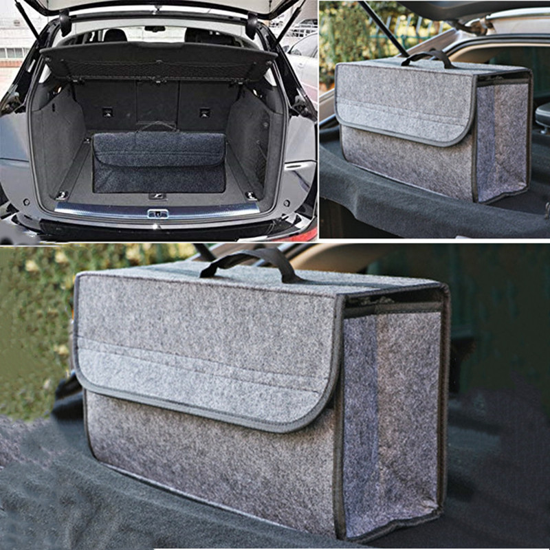 Car Trunk Organizer Foldable Storage Box - 耐火車ウールフェルト収納ボックストランクバッグ車両ツールボックスマルチユースツールオーガナイザーバッグカーペット折りたたみ