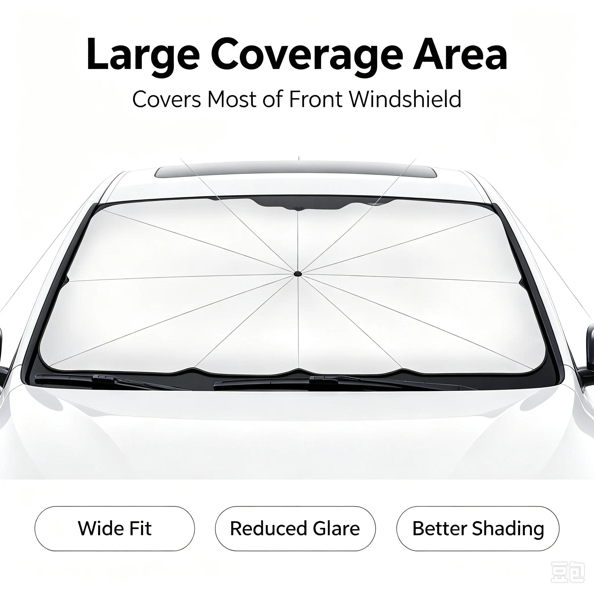 Car Sunshade Windshield Umbrella Foldable - 折りたたみ式車用サンシェード傘、銀色の接着剤UVカット断熱ポータブルカーサンシェードアクセサリー