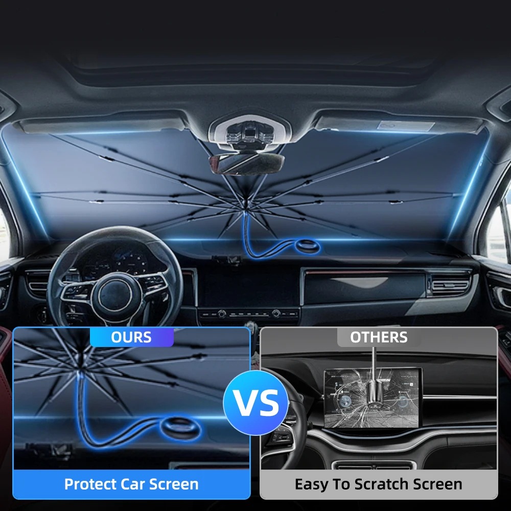 アンチUV折りたたみ式車のフロントガラス日焼け止め,日よけ, - Car Sunshade Windshield Umbrella Foldable のレビューと価格