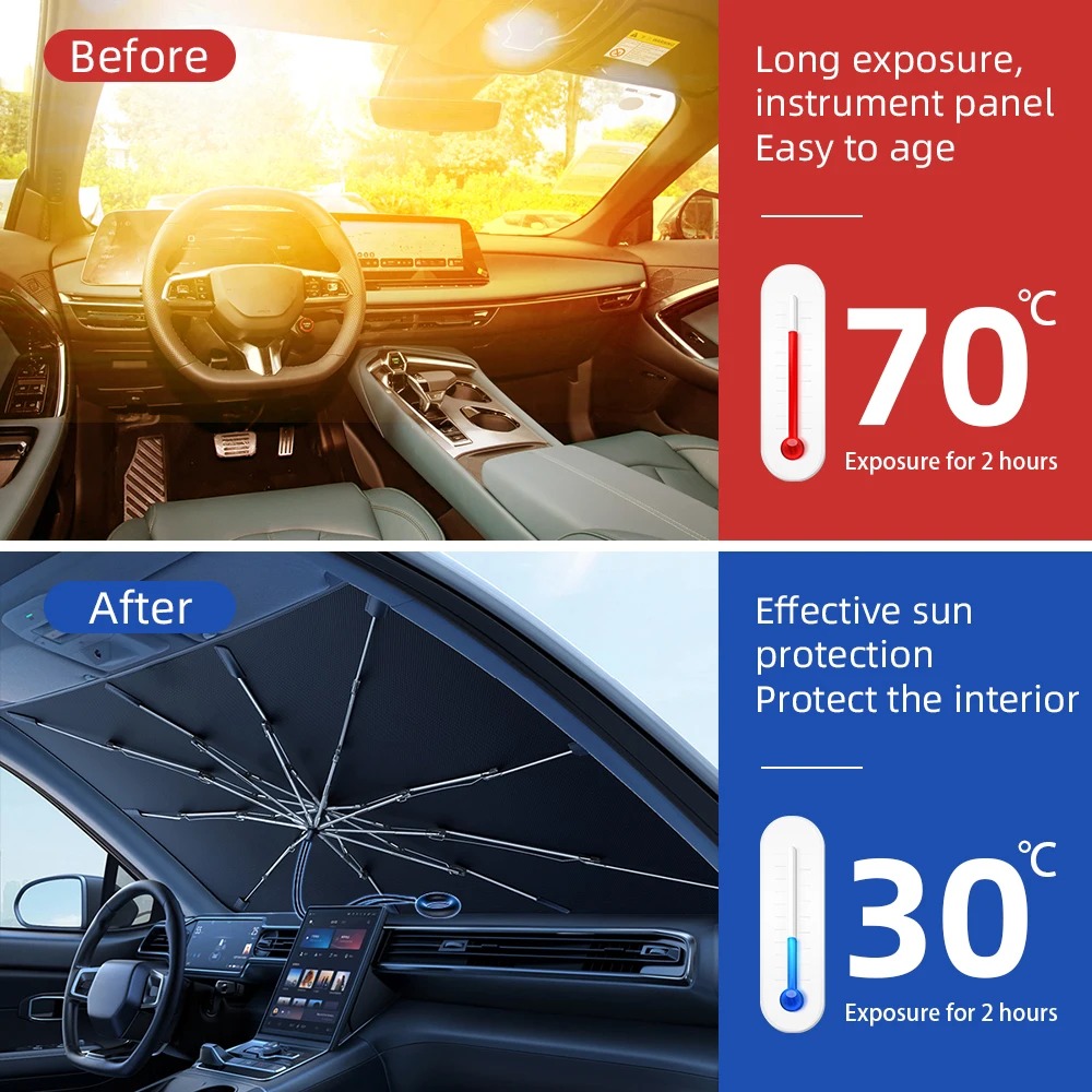 アンチUV折りたたみ式車のフロントガラス日焼け止め,日よけ, - Car Sunshade Windshield Umbrella Foldable のレビューと価格