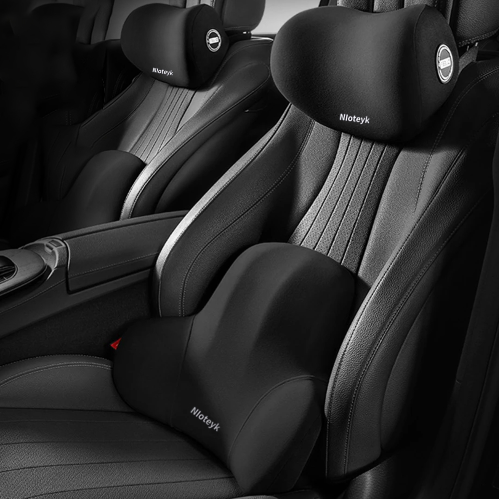 車のネッククッション低反発保護腰椎バックサポート通気性ユニバ - Memory Foam Car Neck Pillow Lumbar Support のレビューと価格