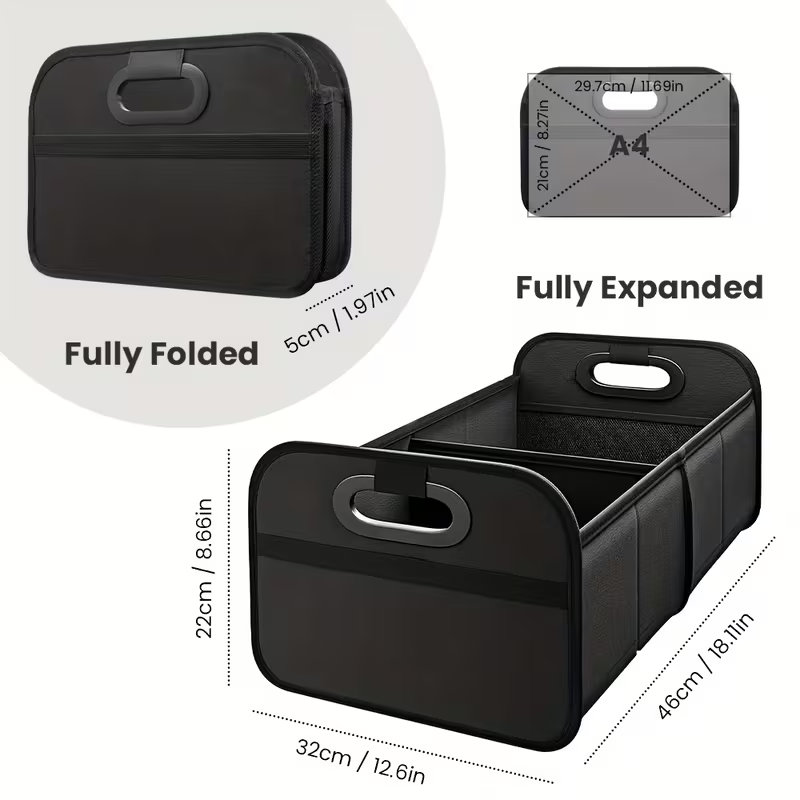 折りたたみ式ポータブルカートランク収納ボックス、サイドネット - Car Trunk Organizer Foldable Storage Box のレビューと価格