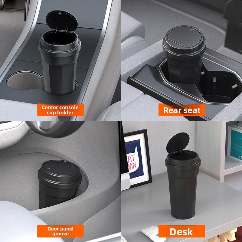 車のゴミ箱防水カップホルダー形状ミニ多機能収納ボックスプッシ - Waterproof Car Trash Can With Lid のレビューと価格