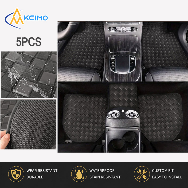 5枚組 ダイヤモンド格子柄 PVCレザー 車用フロアマット  - Car Floor Mats Universal Waterproof Leather のレビューと価格