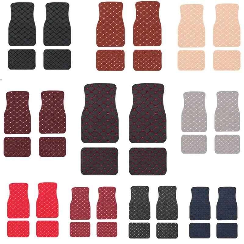 車用フロアマット 4枚セット ユニバーサル PUレザー 防水 - Car Floor Mats Universal Waterproof Leather のレビューと価格